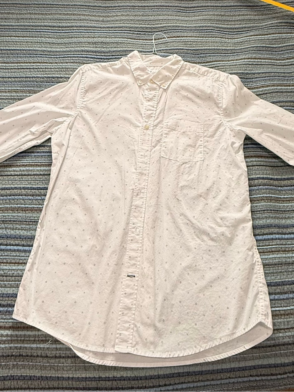 GAP Men's White Button-Down Shirt with Subtle Dot Print